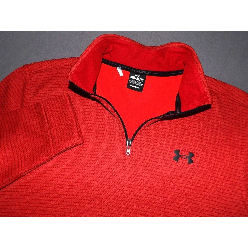 Under Armour‎ STORM GOLF Orange Striped 1/4 Zip Athletic Jacket Men's Medium